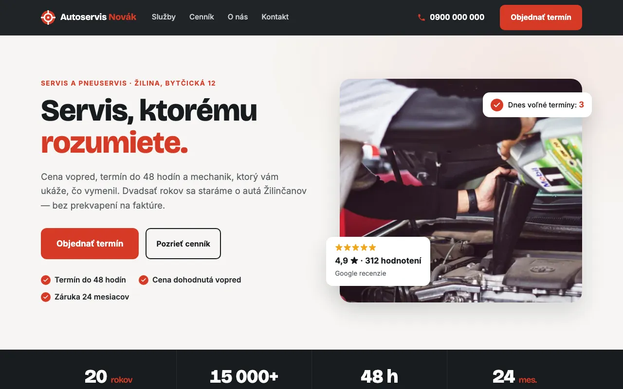 Ukážka webu autoservis-novak.sk