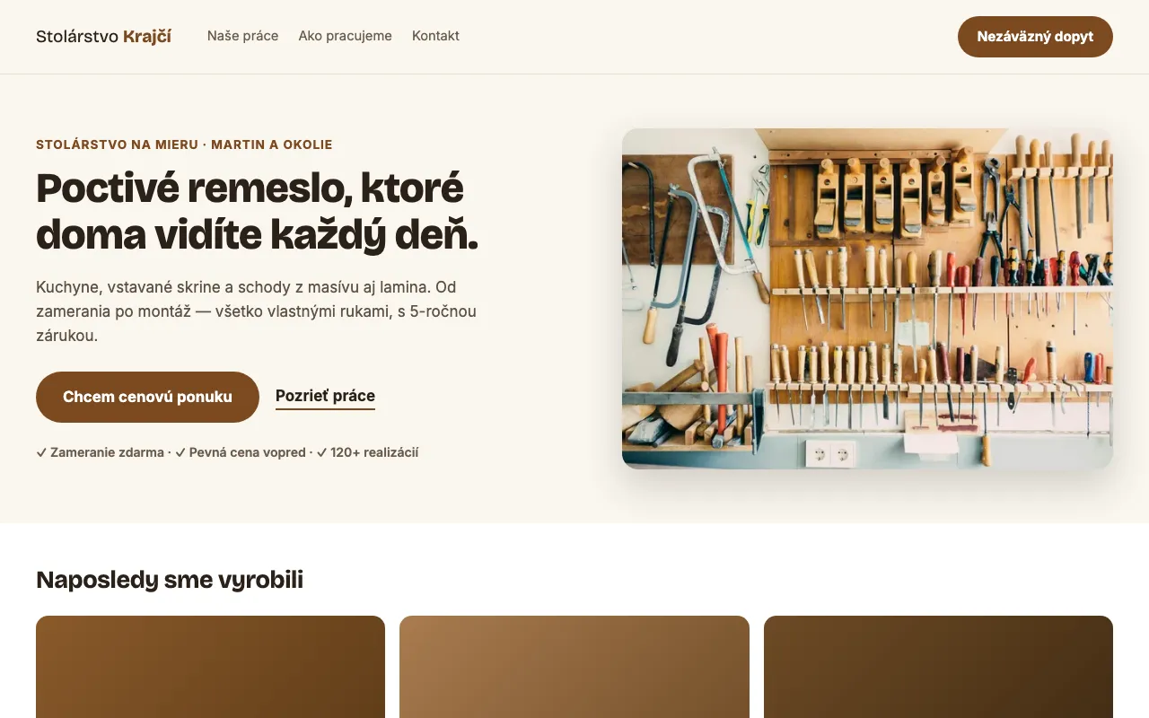 Ukážka webu stolarstvo-krajci.sk