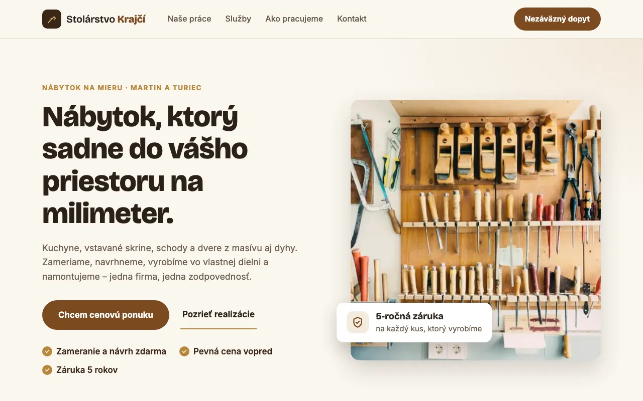 Ukážka webu stolarstvo-krajci.sk